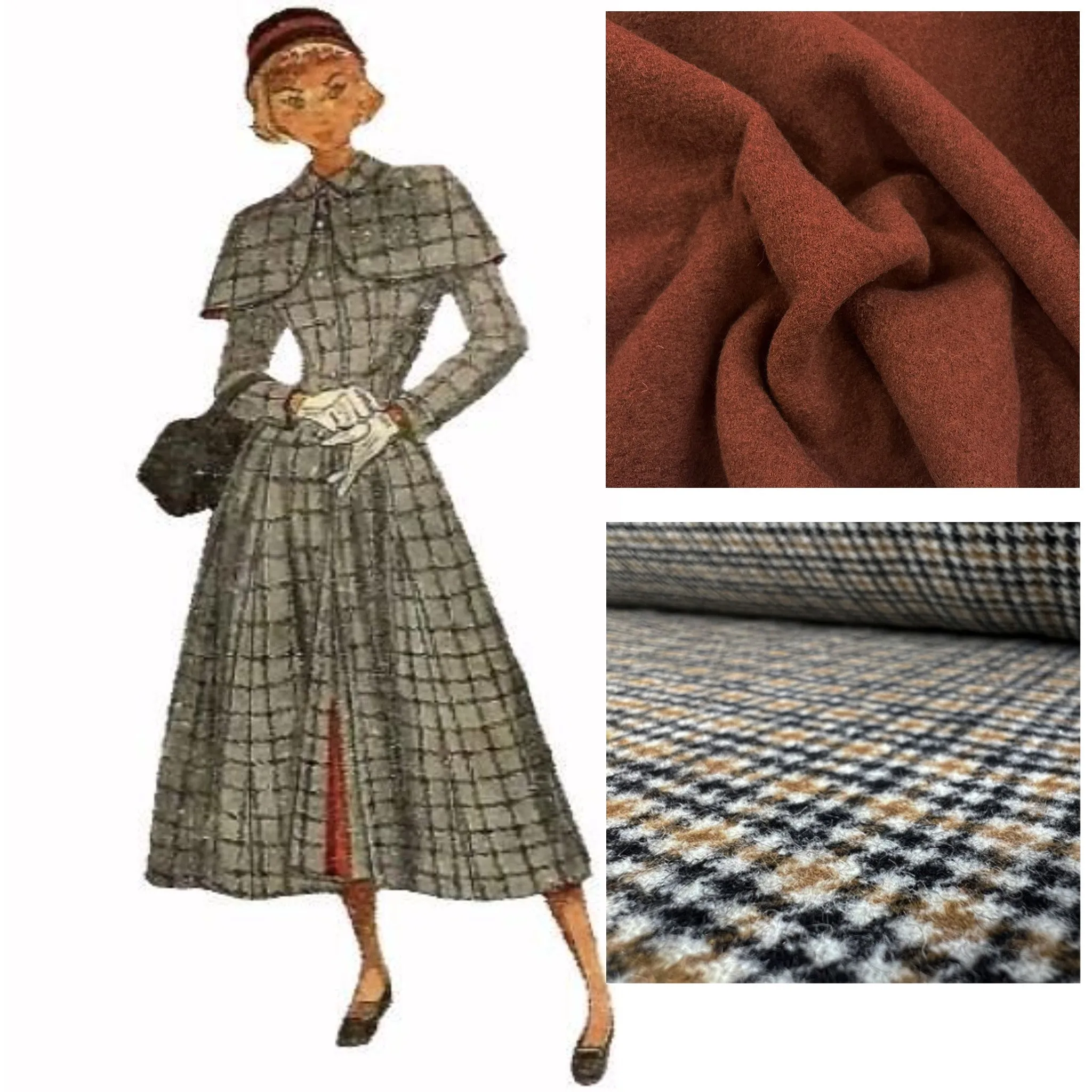 1940's Sewing Pattern: Clara Cape Coat with Detachable Cape  - Bust 33"(84cm) - 43.5"(104cm)