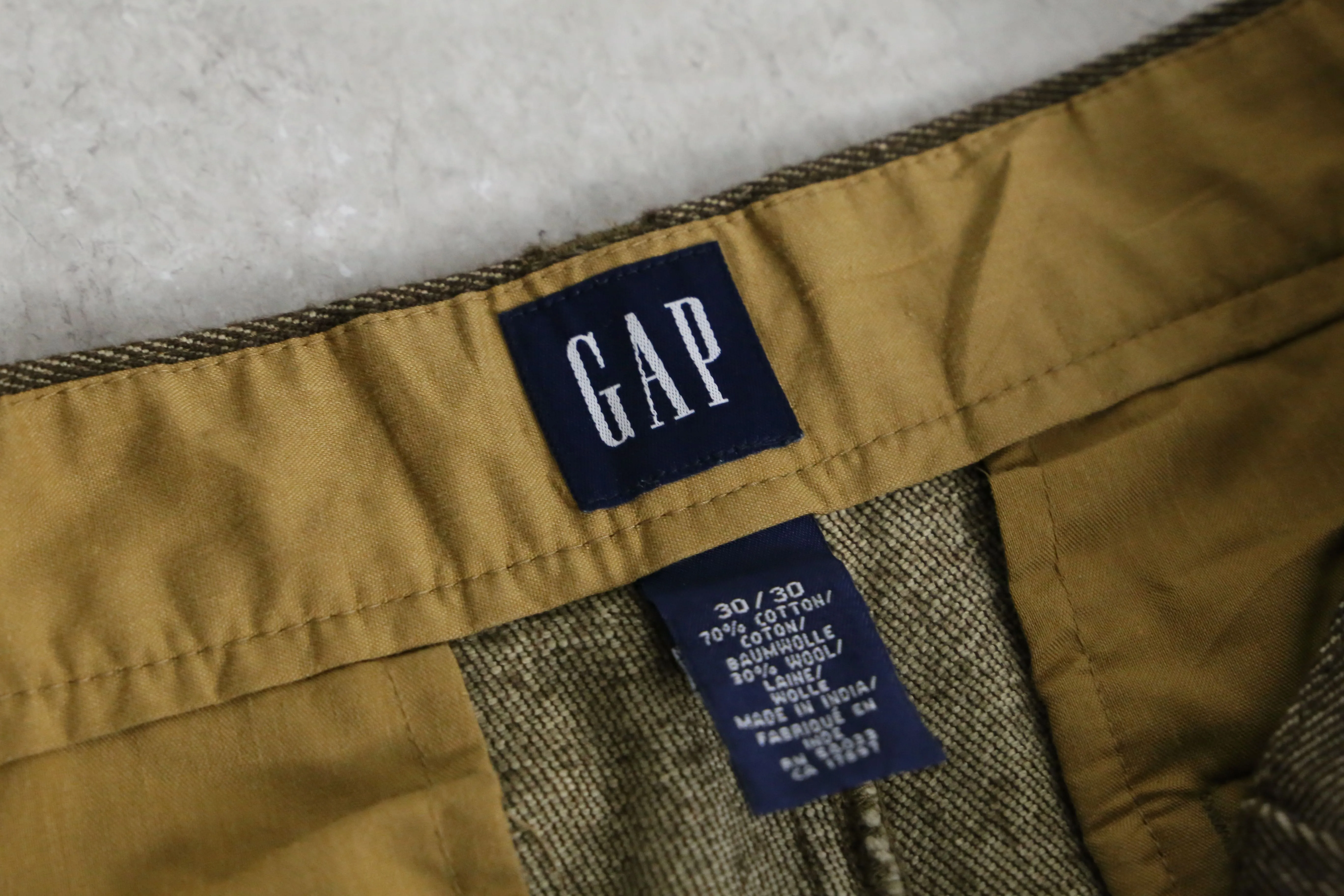 90’s "GAP" brown cotton × wool wide tapered pants