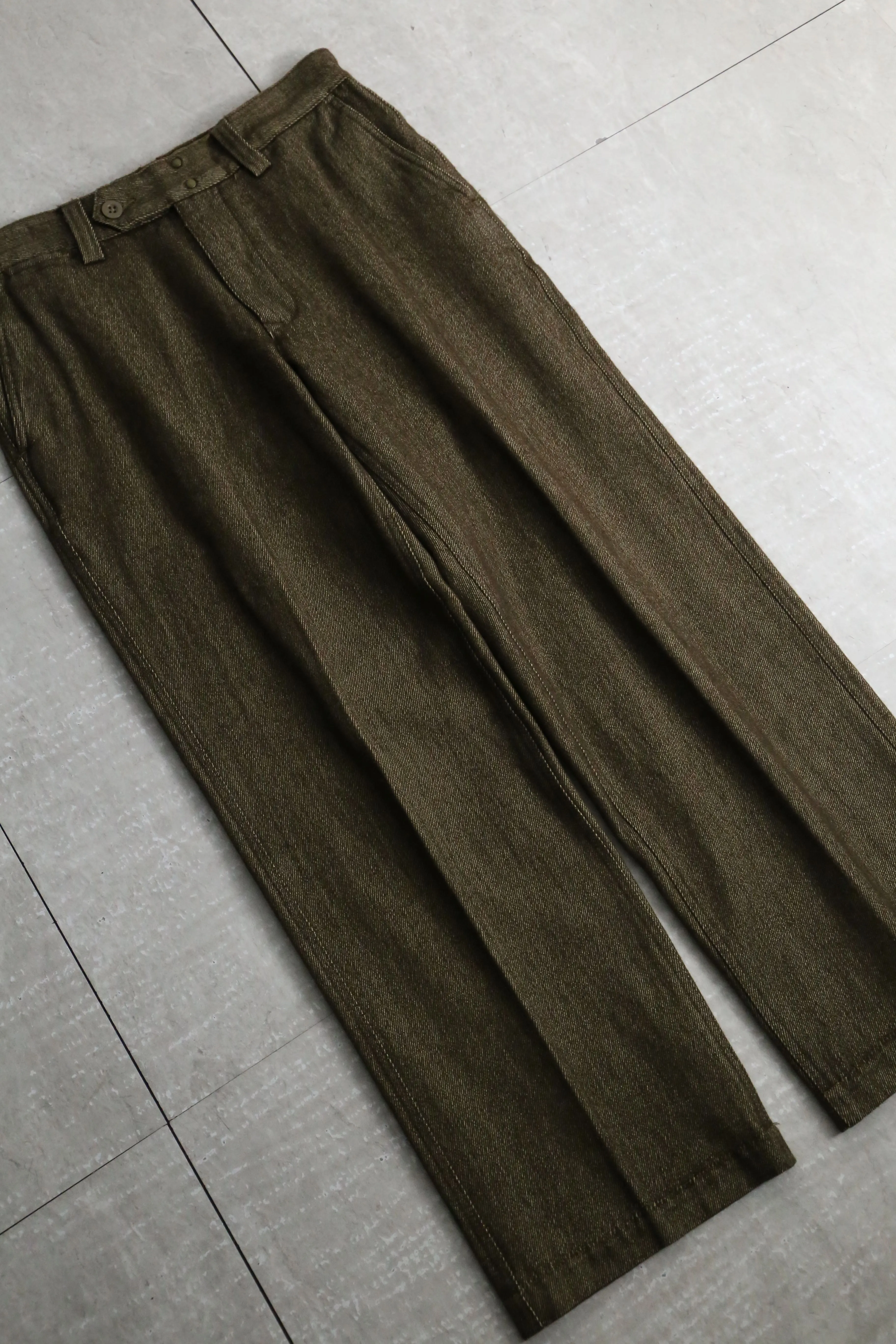 90’s "GAP" brown cotton × wool wide tapered pants