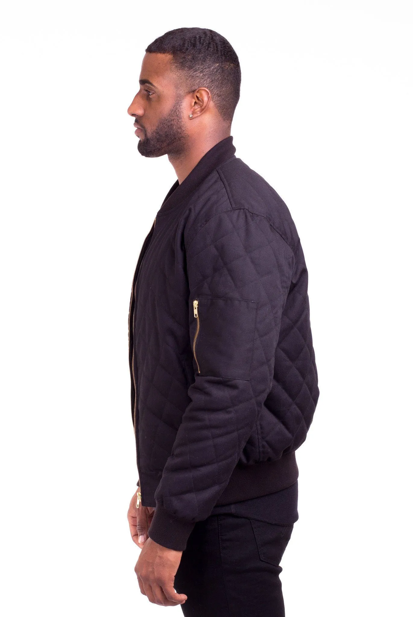 ACE BLACK QUILTED BOMBER JACKET