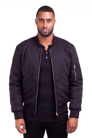 ACE BLACK QUILTED BOMBER JACKET