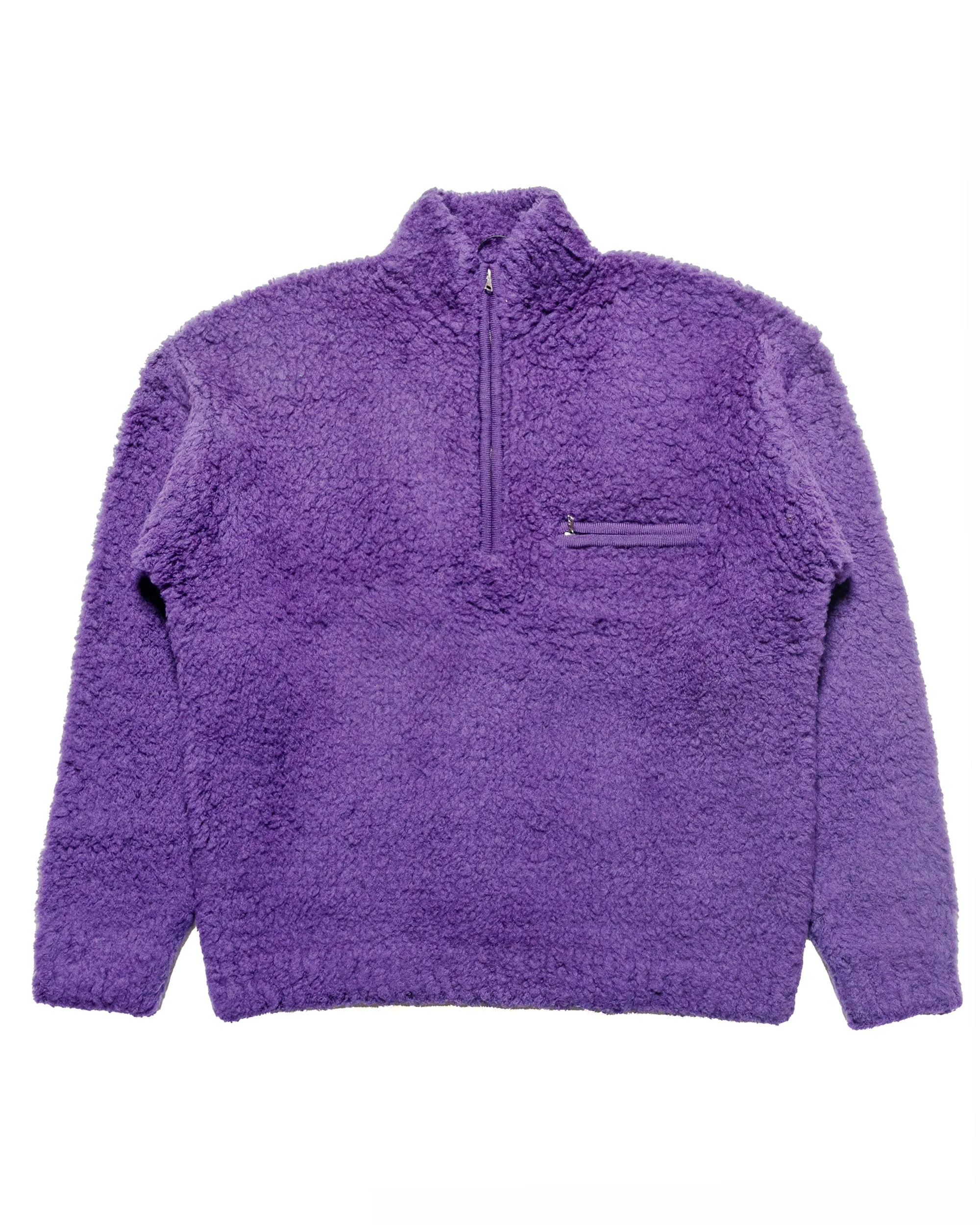 Auralee Merino Wool Boa Knit Half Zip P/O Purple