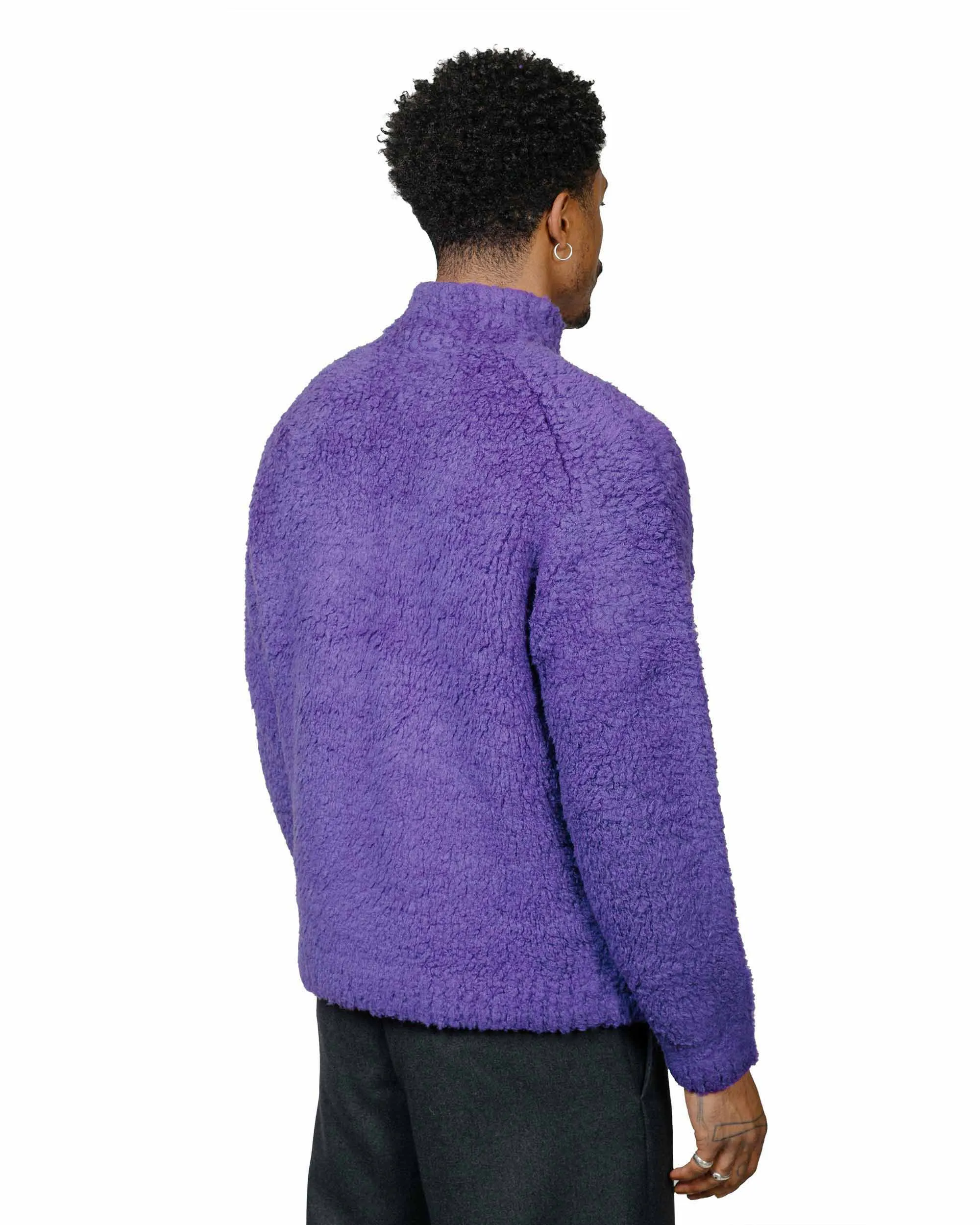 Auralee Merino Wool Boa Knit Half Zip P/O Purple