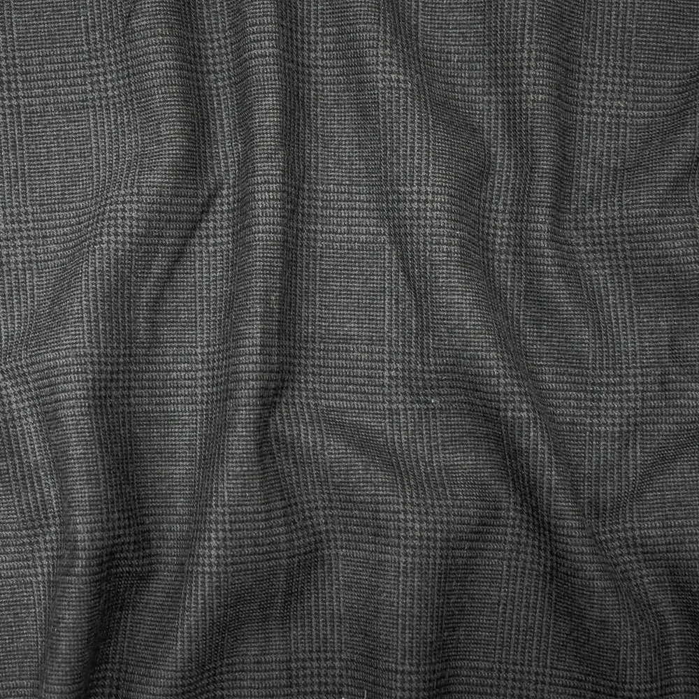 Black-Gray Wool-Polyester Glen Plaid Suiting Woven Fabric