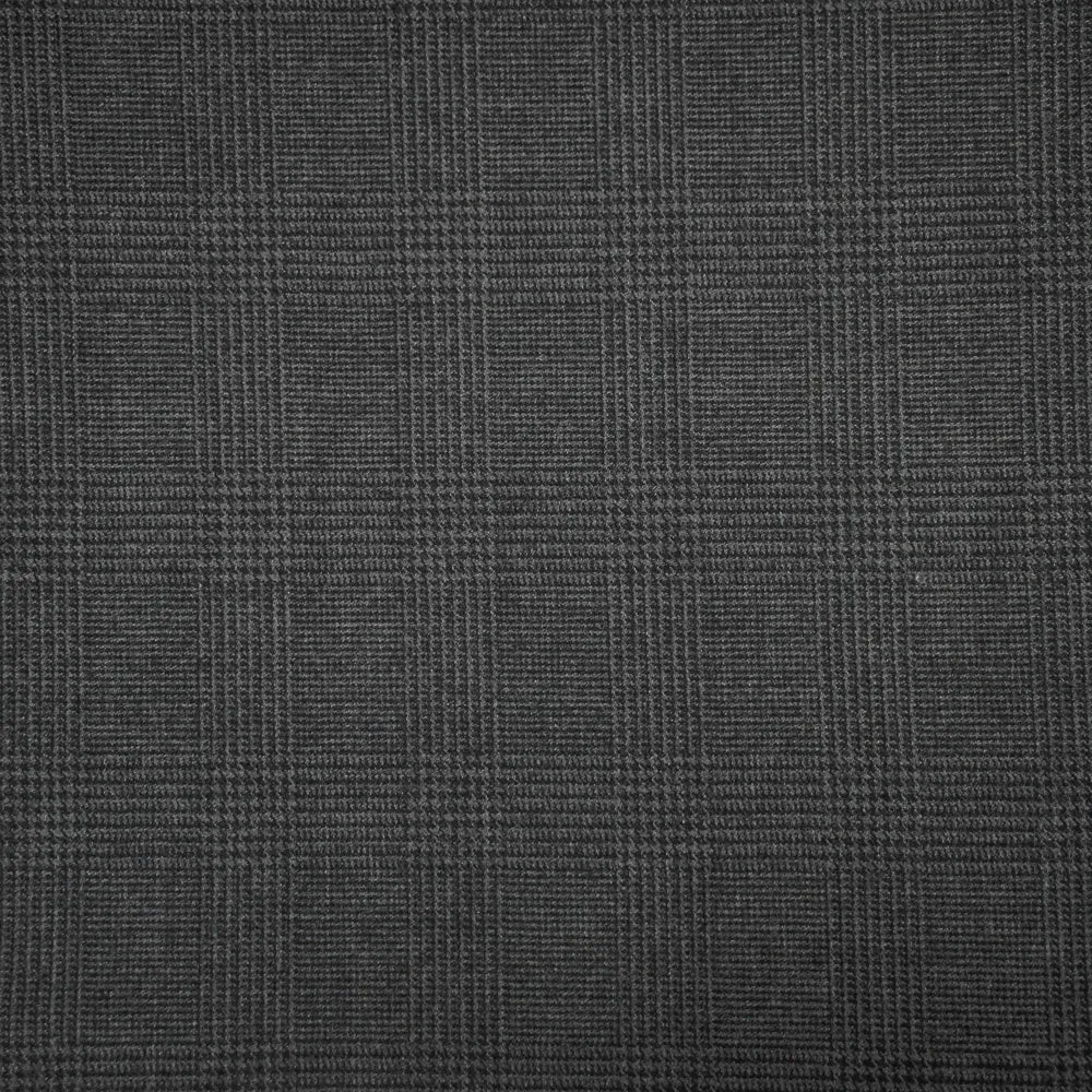 Black-Gray Wool-Polyester Glen Plaid Suiting Woven Fabric