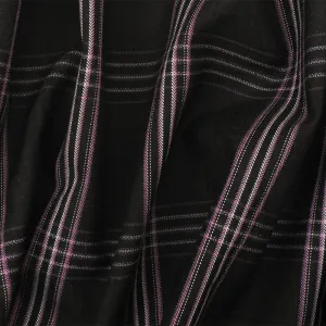 Black-Purple-Multi Plaid Wool Poly Herringbone Twill Woven Suiting Fabric