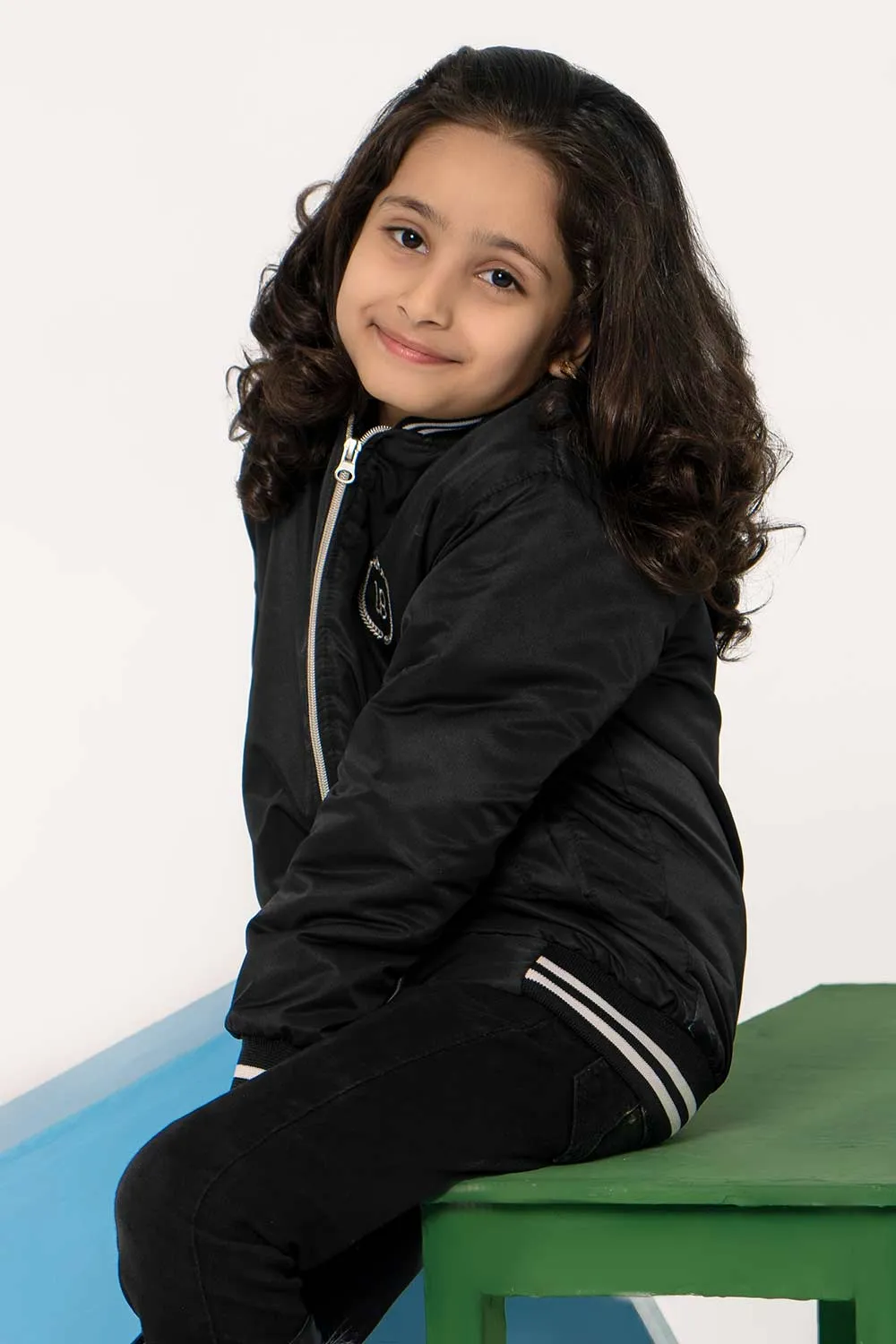 Black Tipped Bomber Jacket - Girls