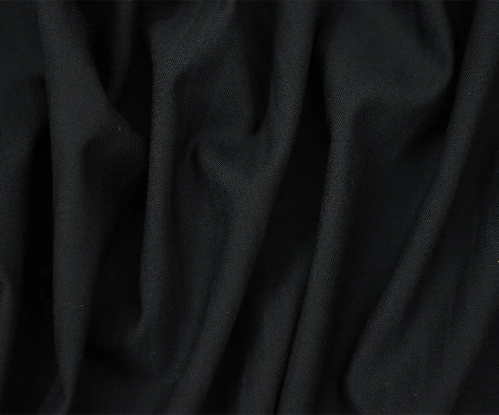 Black Wool-Poly Stripe Irregular Herringbone Twill Suiting Woven Fabric