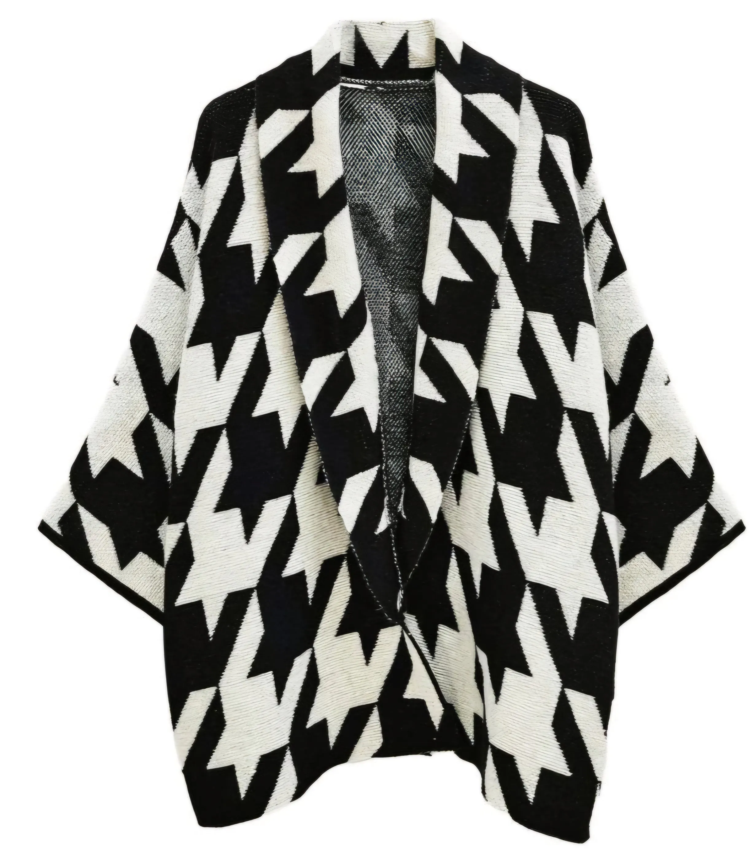 Cardigan Houndstooth Knit Black White for Women