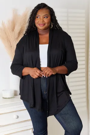 CC Size Inclusive Open Front Black Cardigan