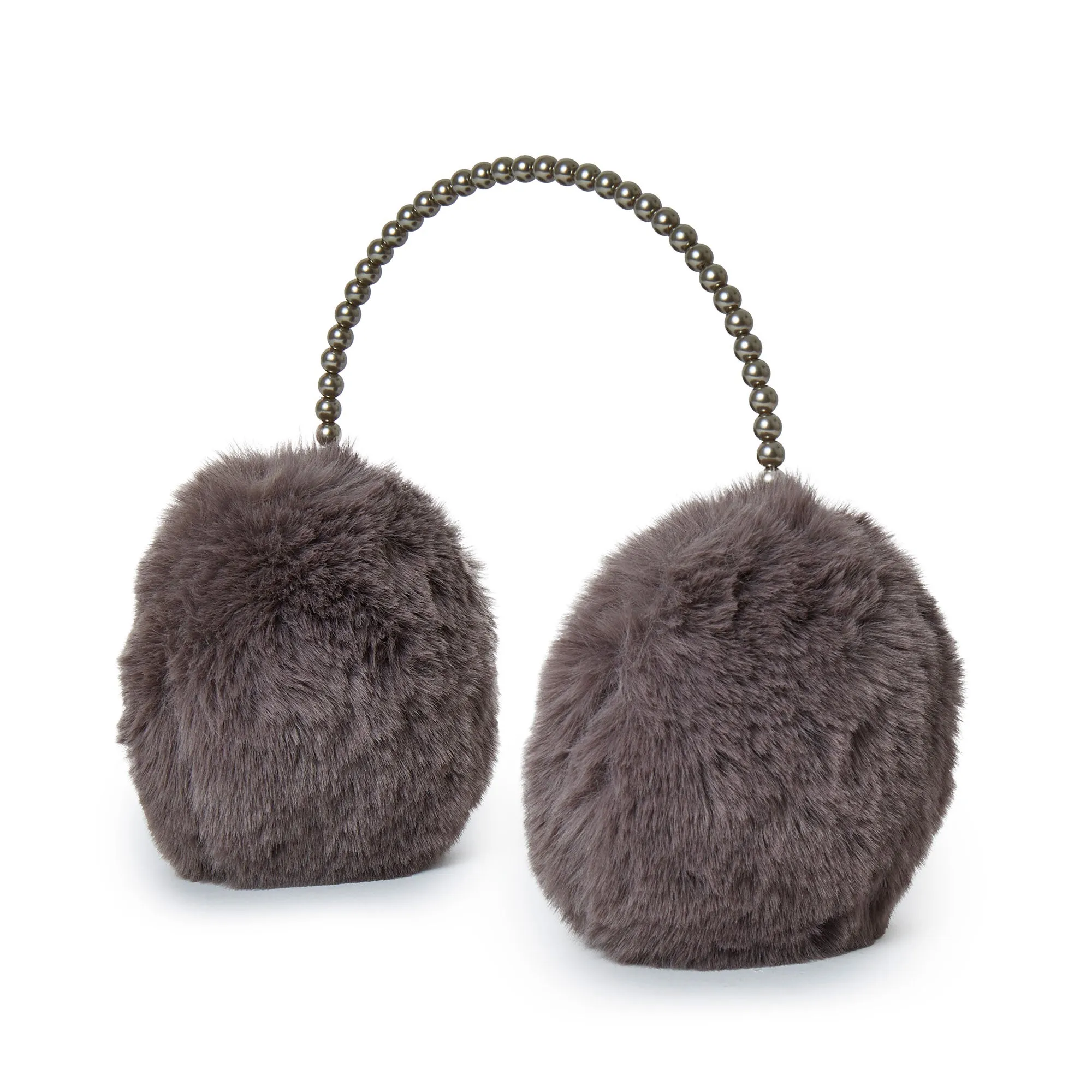 CHARCOAL FAUX FUR PEARL EARMUFFS