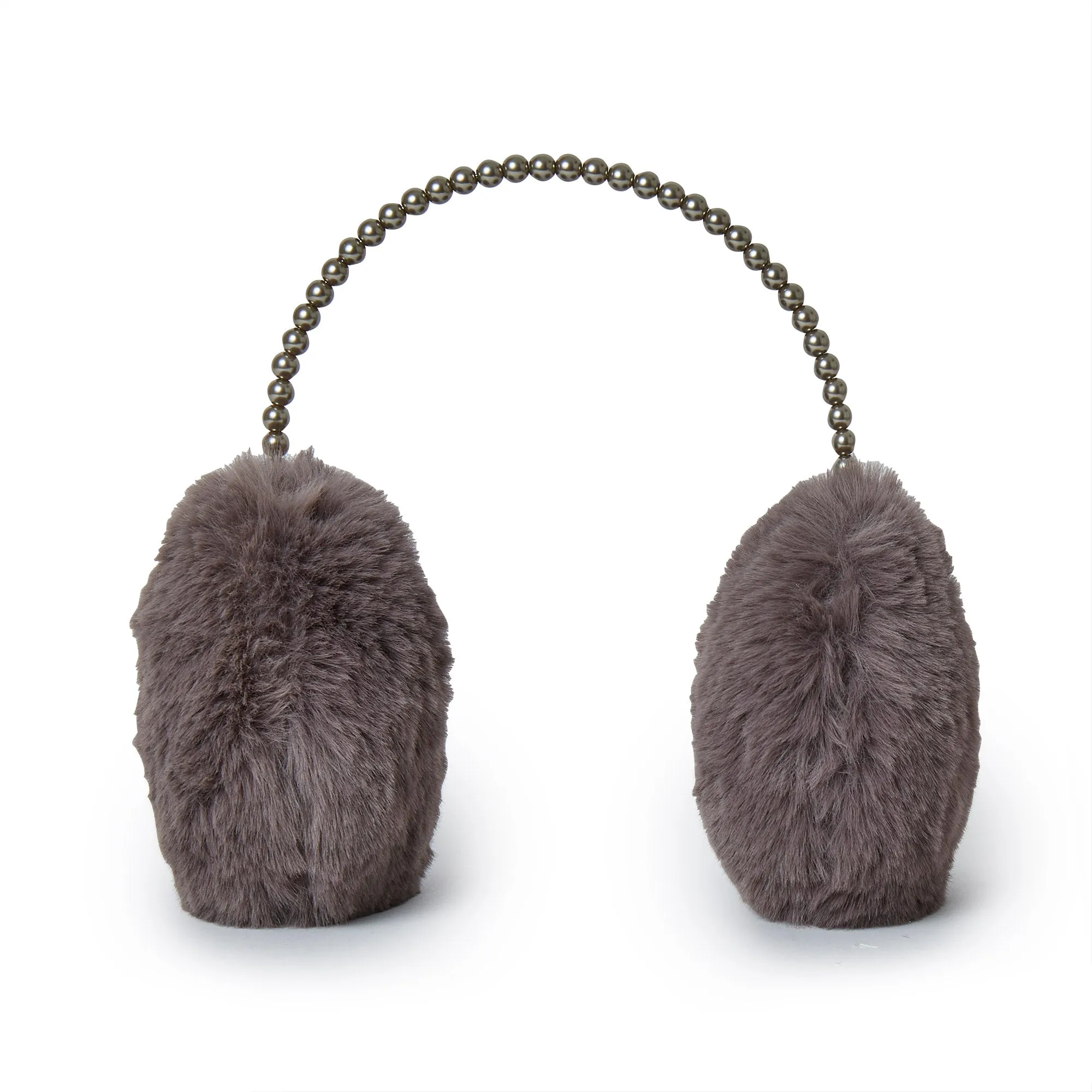 CHARCOAL FAUX FUR PEARL EARMUFFS