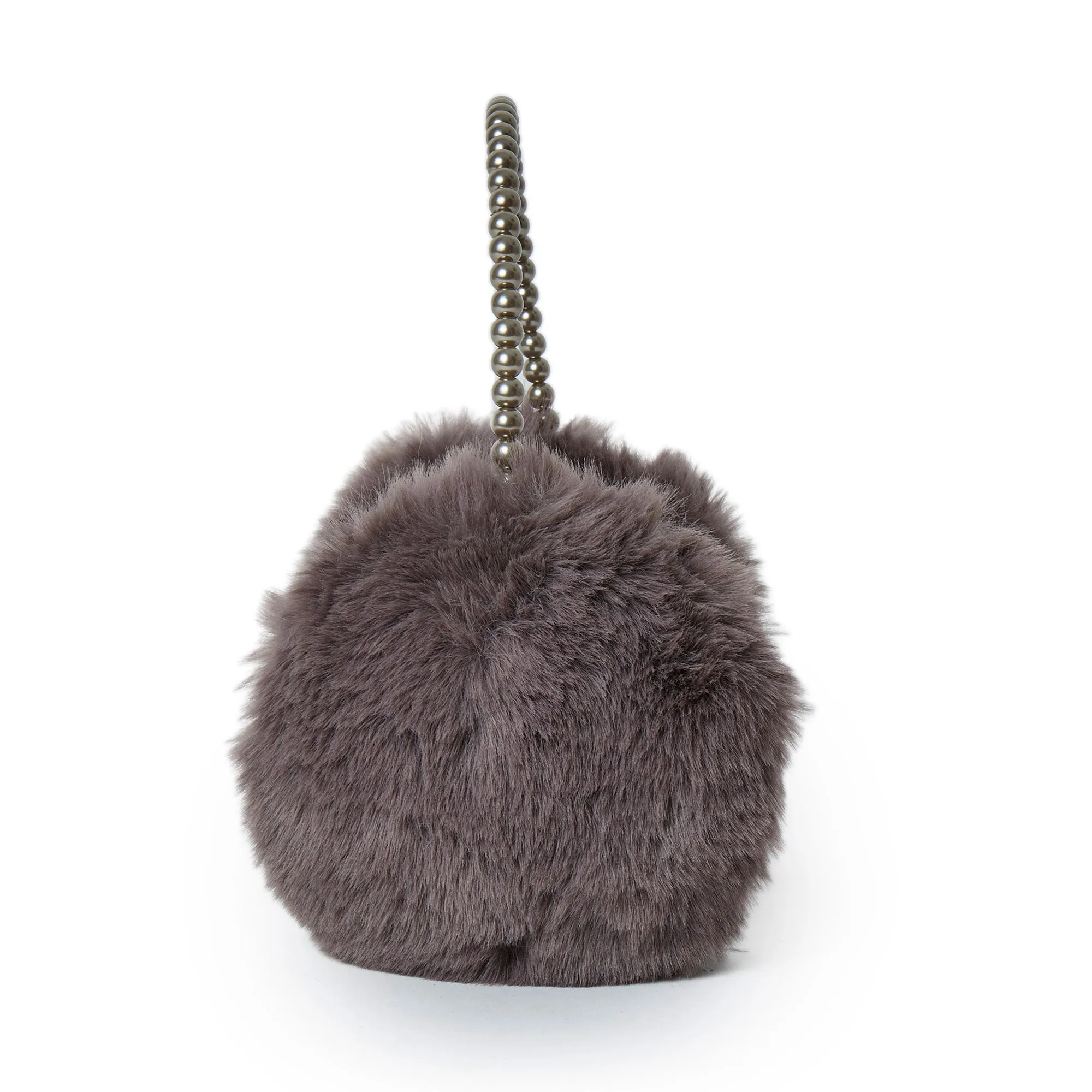 CHARCOAL FAUX FUR PEARL EARMUFFS