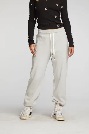 Cotton Fleece Joggers with Rib And Shoestring Tie