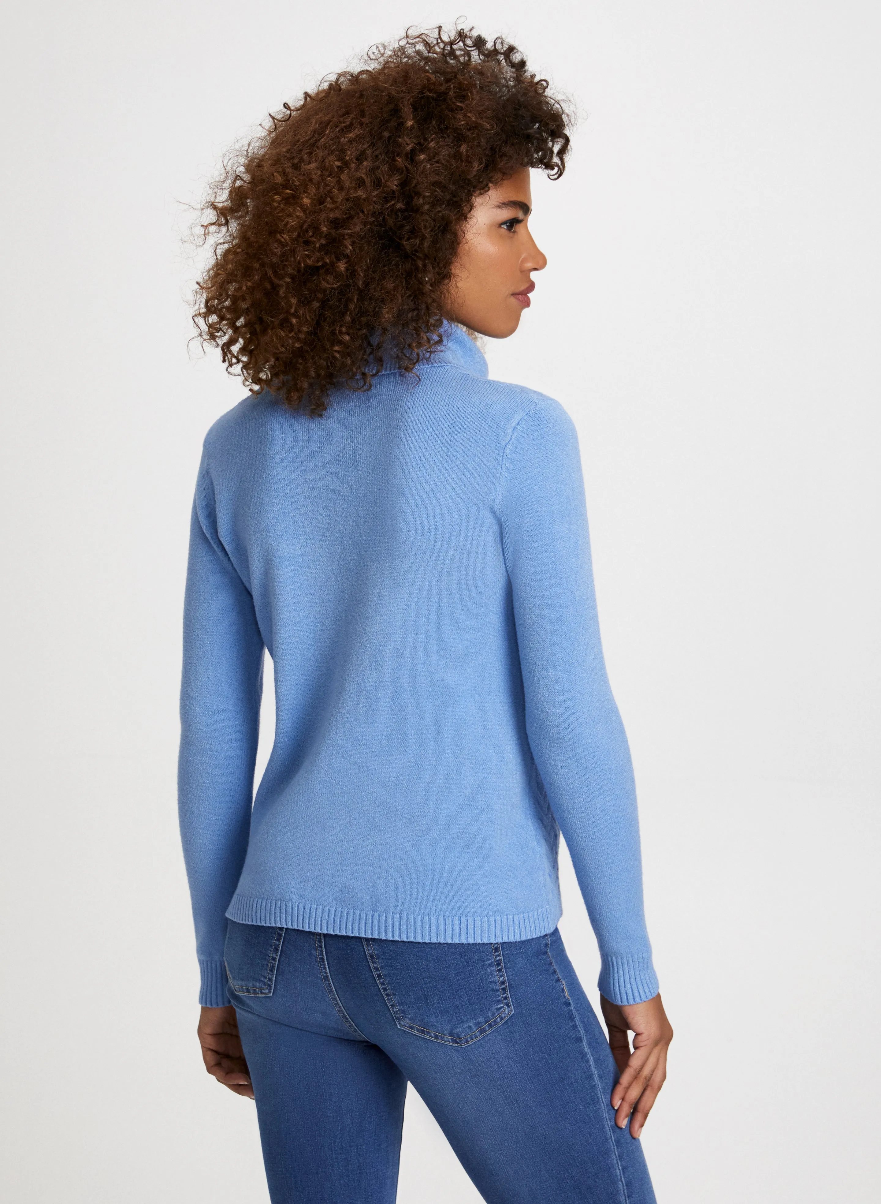 Cowl Neck Cable Knit Sweater