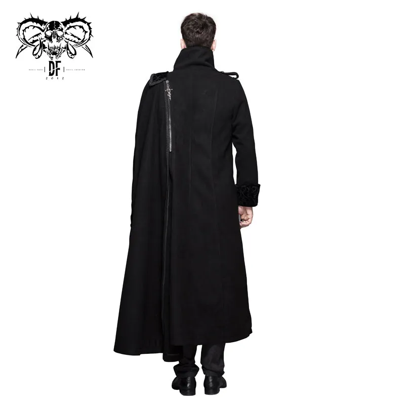 CT040 Detachable one-sided shawl double-sided woollen thick men punk long coat