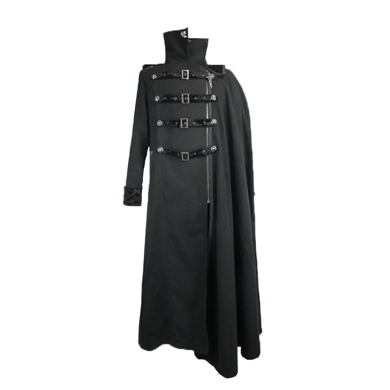 CT040 Detachable one-sided shawl double-sided woollen thick men punk long coat