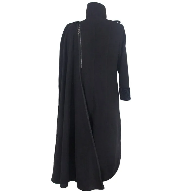 CT040 Detachable one-sided shawl double-sided woollen thick men punk long coat