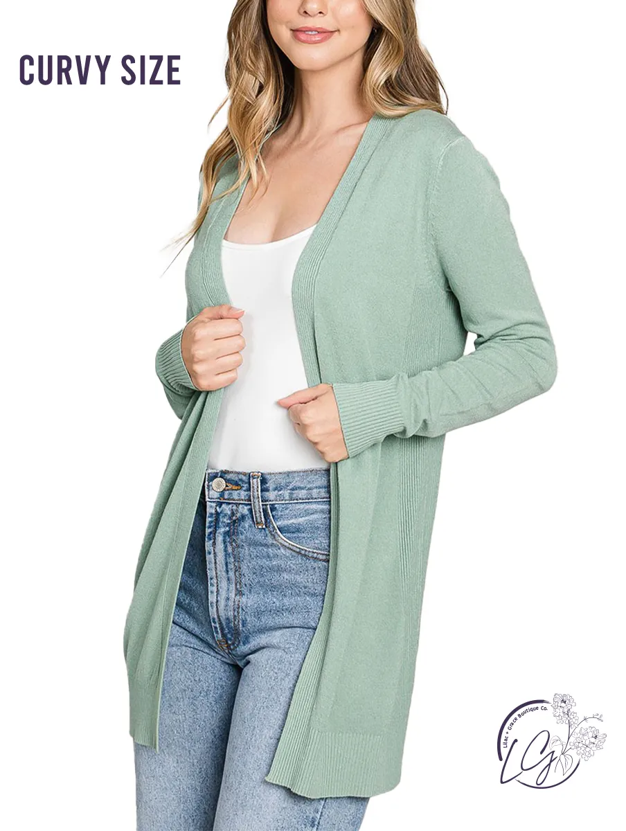 Curvy Breathable Open Front Cardigan