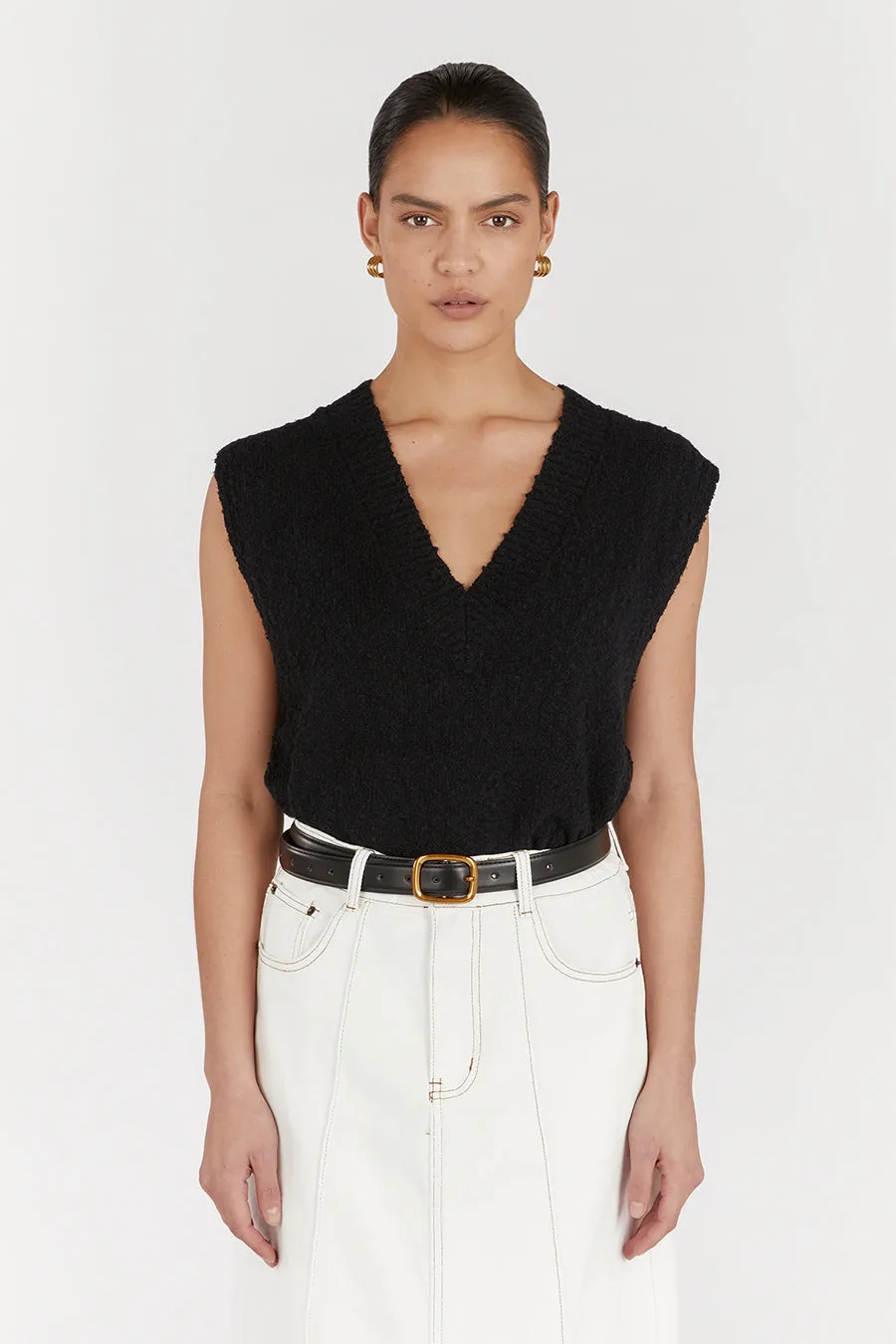 DAKOTA BLACK LONG LINE KNIT VEST