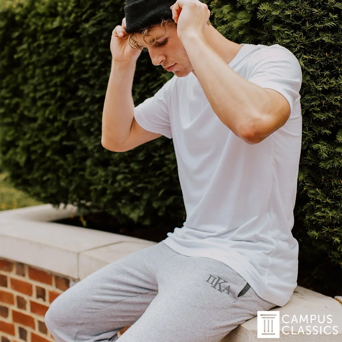 Delta Upsilon Heather Grey Contrast Joggers