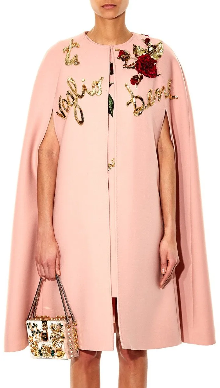 Embellished Appliques Cape & Dress Set in Pink or Cream