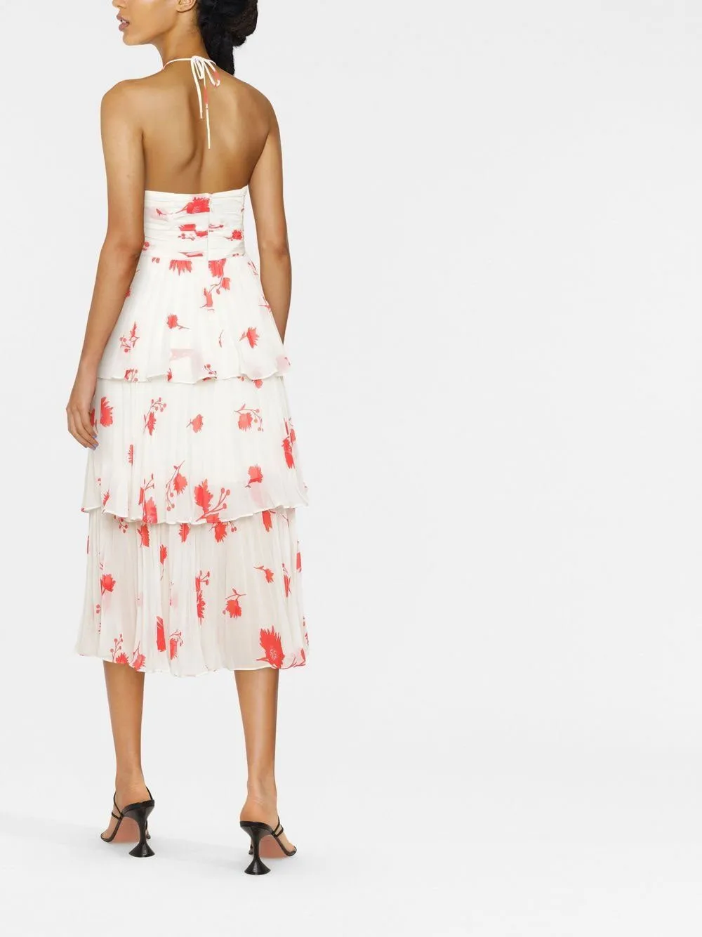 Floral print pleated midi dress