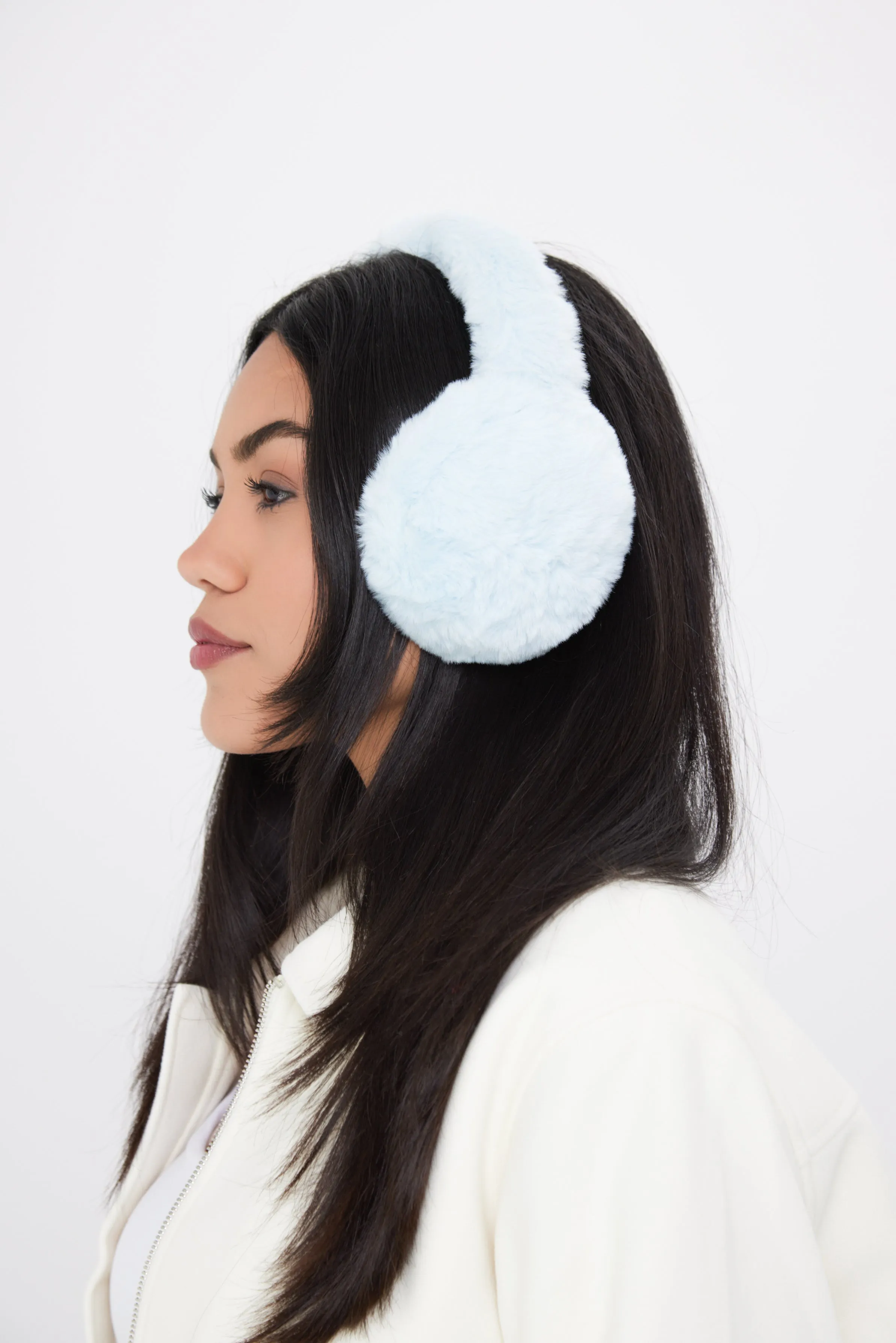 Fluffy Faux-Fur Earmuffs in Baby Blue