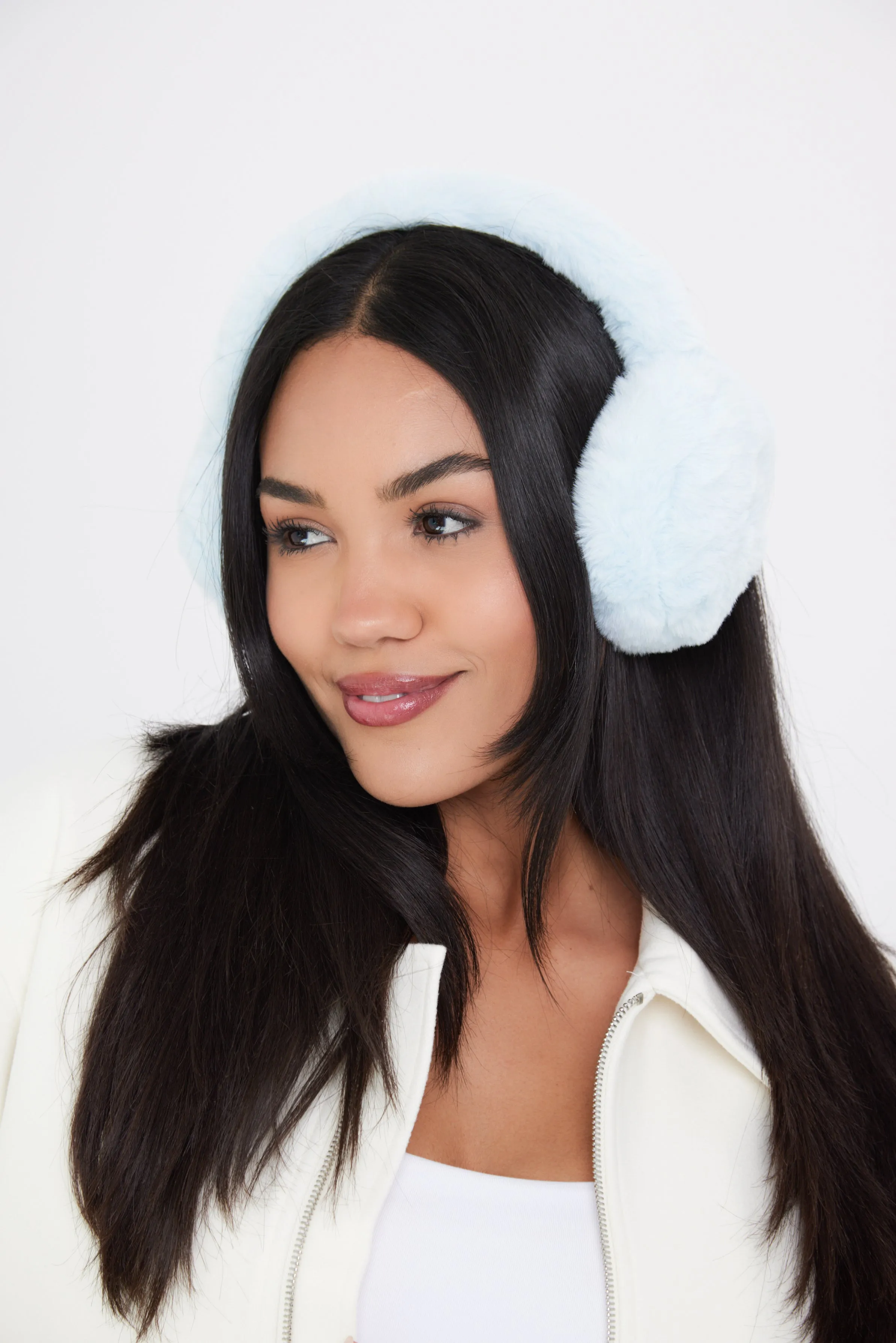 Fluffy Faux-Fur Earmuffs in Baby Blue