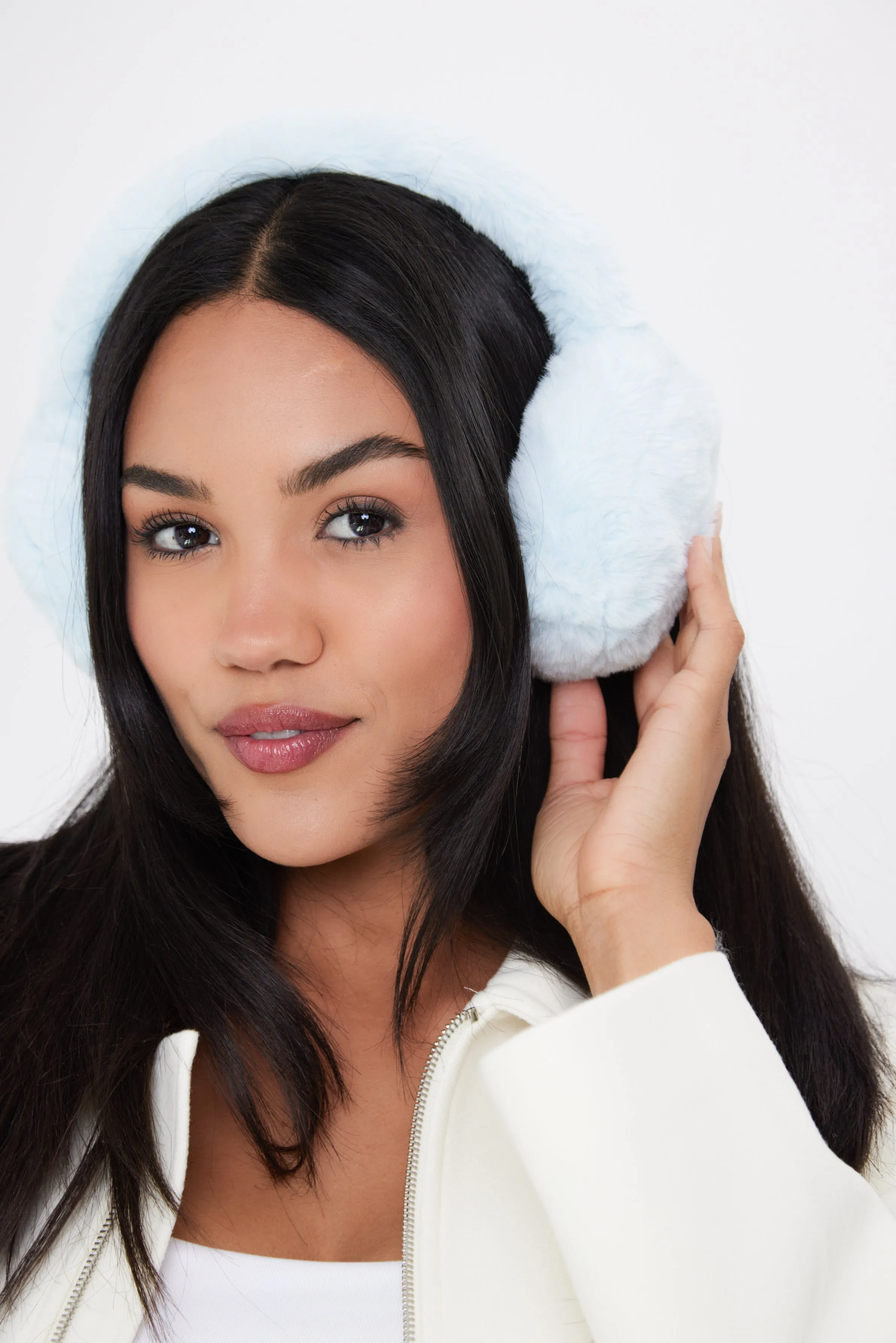 Fluffy Faux-Fur Earmuffs in Baby Blue