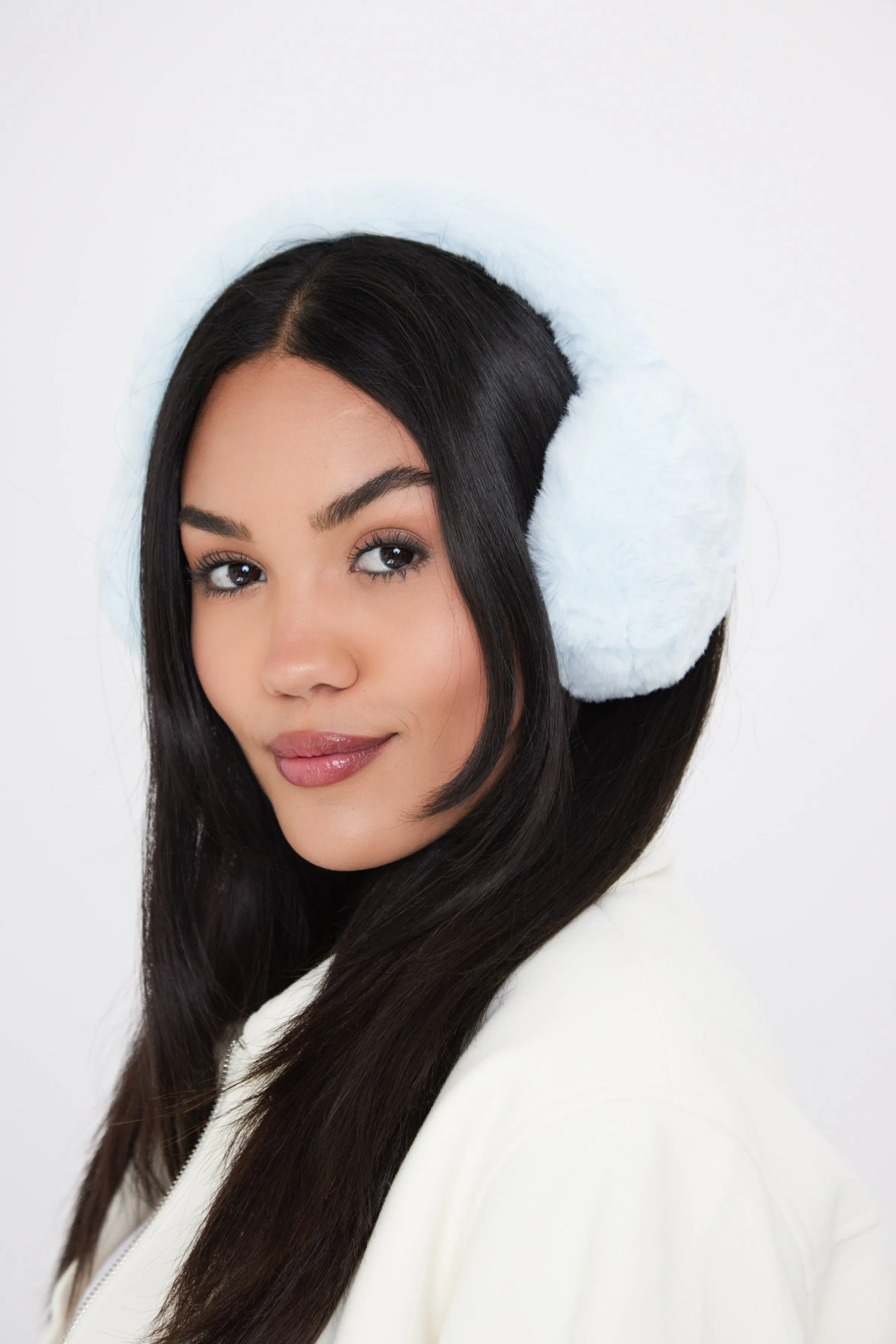 Fluffy Faux-Fur Earmuffs in Baby Blue