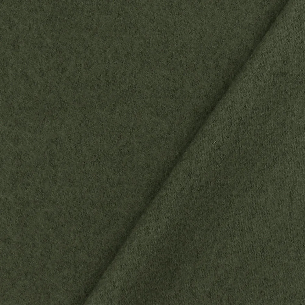 Green Solid Wool Poly Brushed Boucle Jacketing Fabric