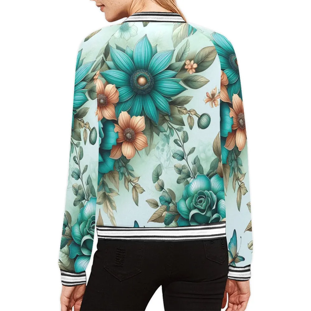 Greenery Floral awd438 Bomber Jacket for Women