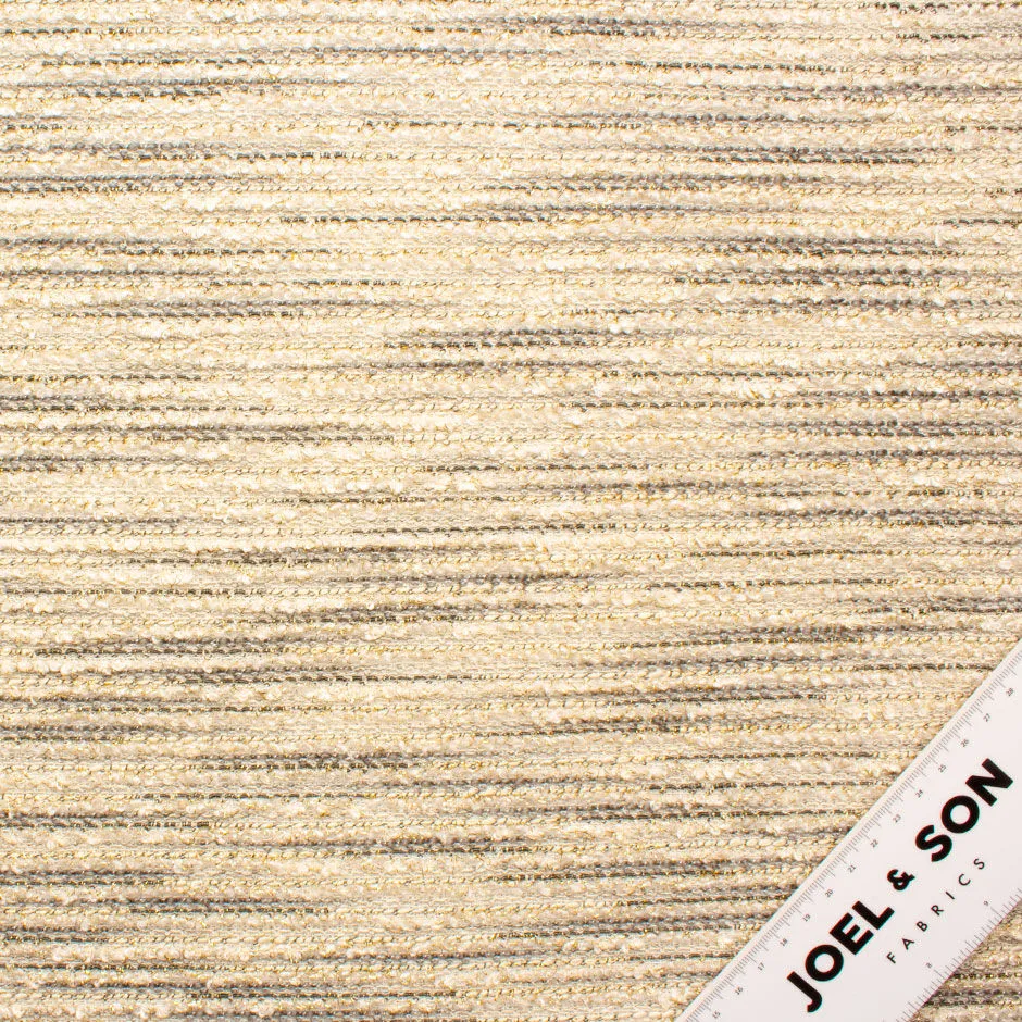 Grey Striped Ivory Metallic Stretch Bouclé Knit Fabric