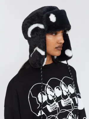 Happy Sad Faux Fur Trapper Hat