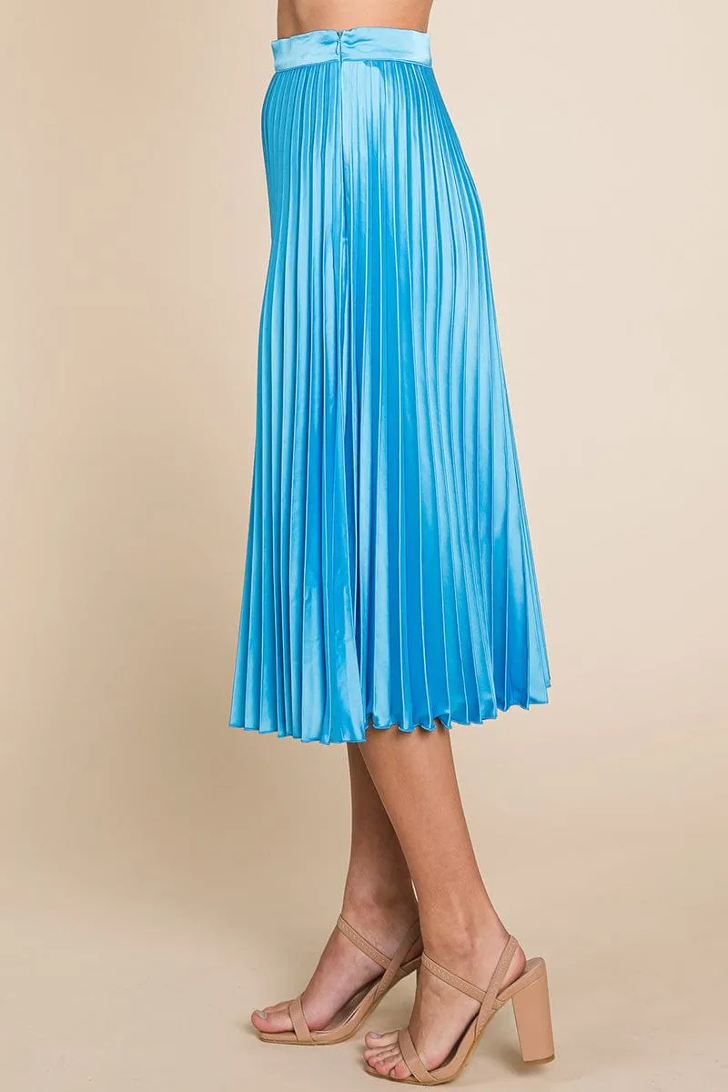 High Waisted Pleated Midi Skirt