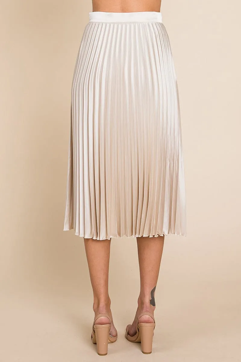 High Waisted Pleated Midi Skirt