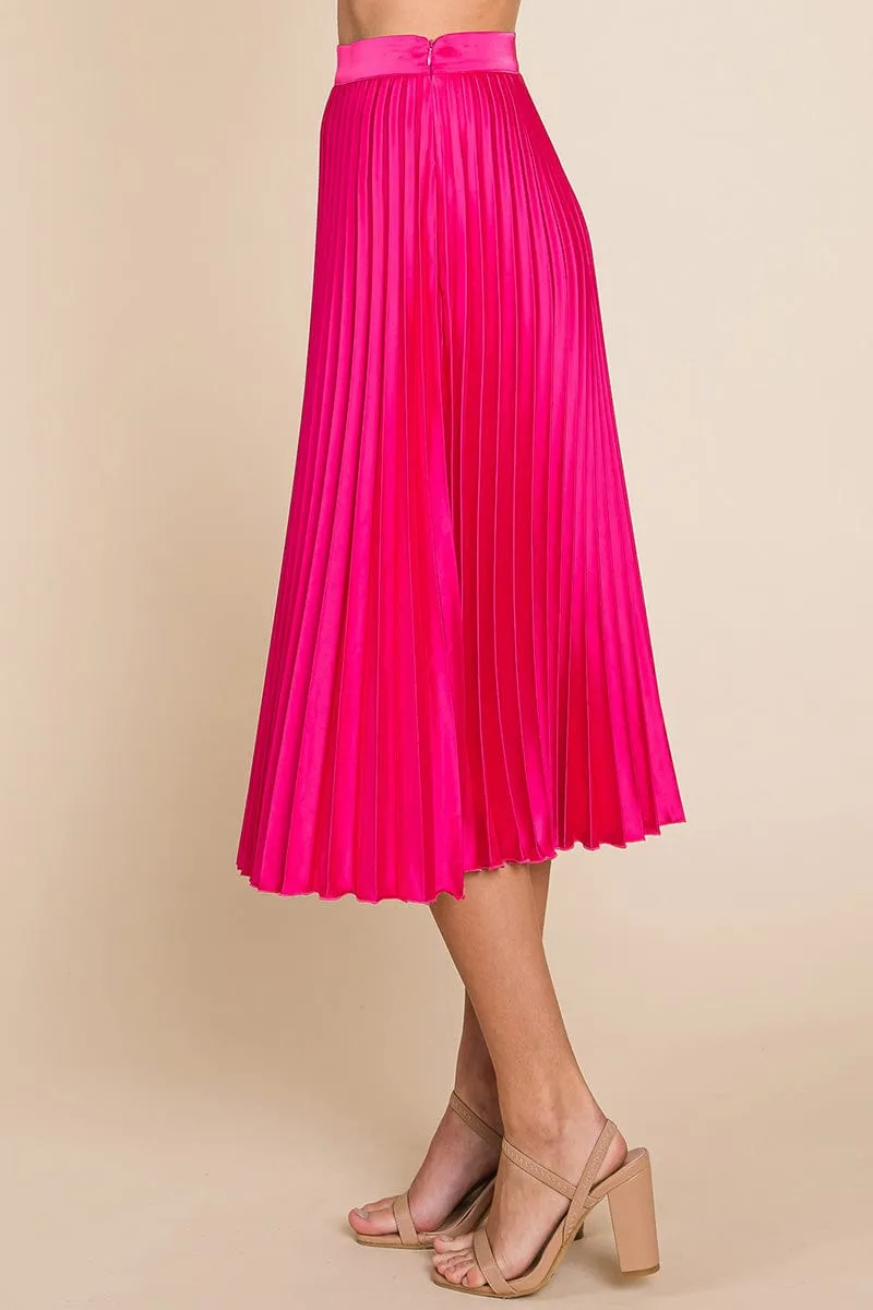 High Waisted Pleated Midi Skirt