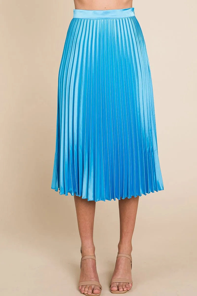 High Waisted Pleated Midi Skirt