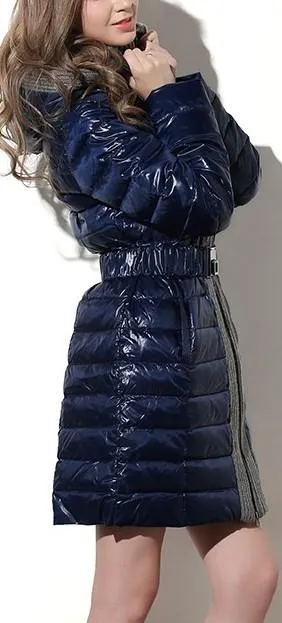 Hooded Puffer Down Coat-Blue or Black