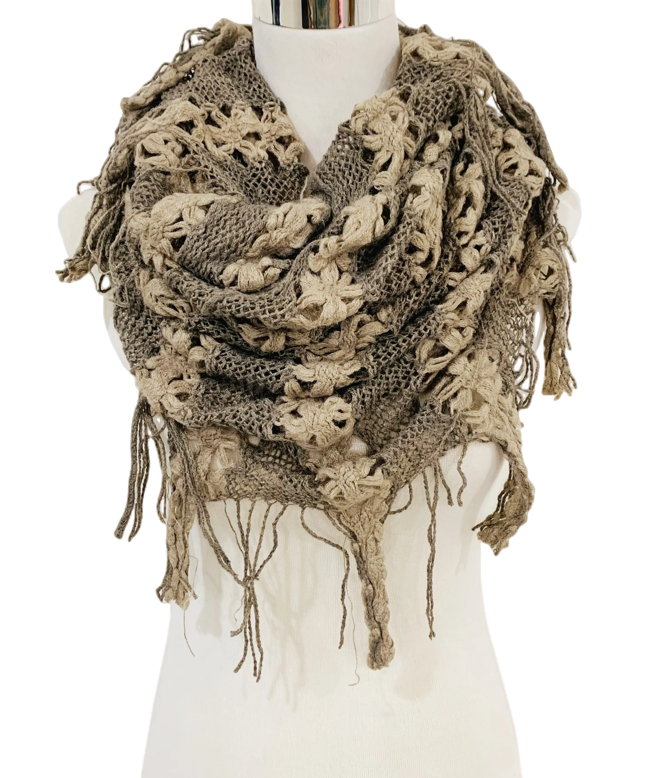 JC051802 Knitted Floral Scarf