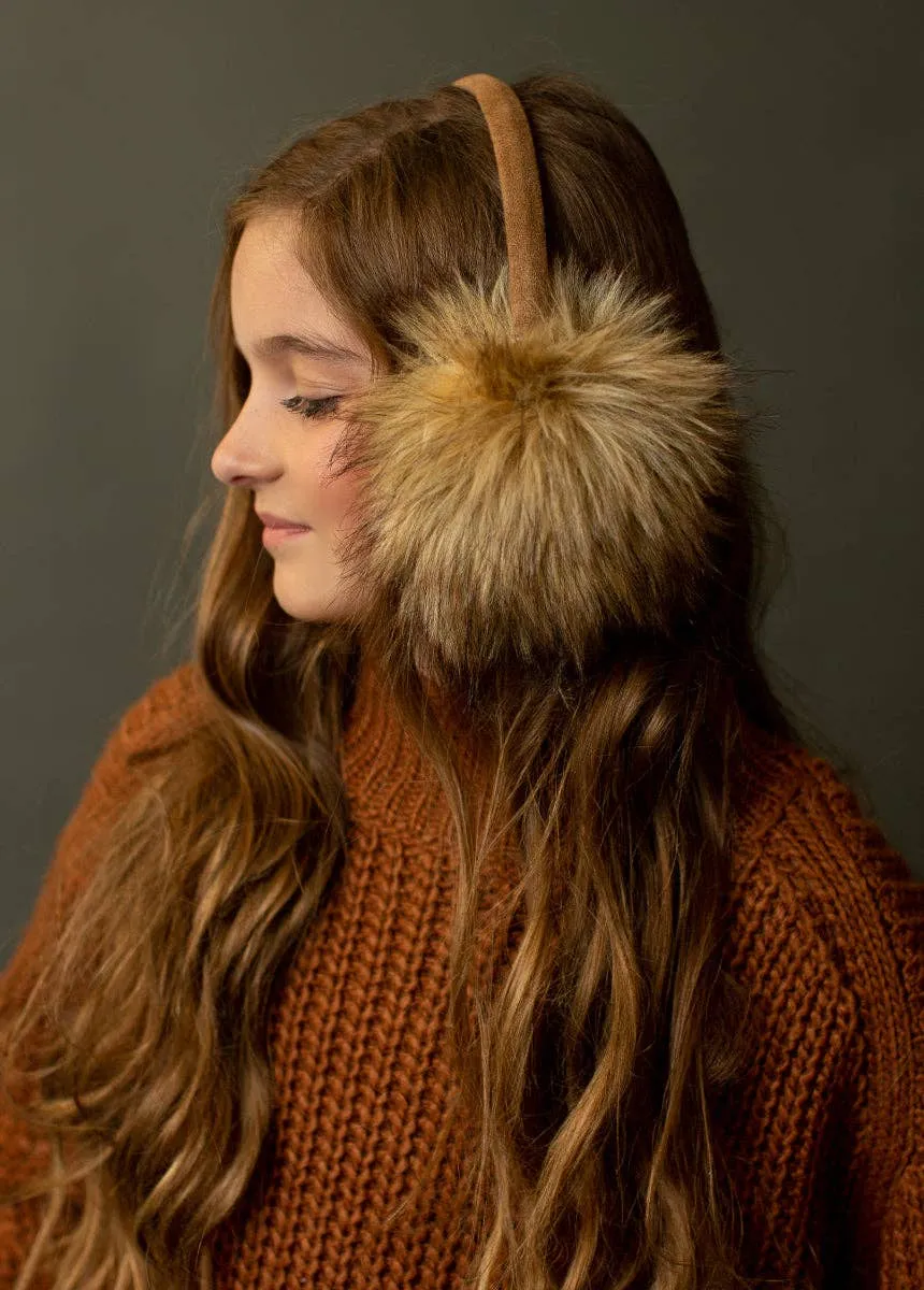 Joyfolie Ellie Girls Faux Fur Earmuffs in Brown