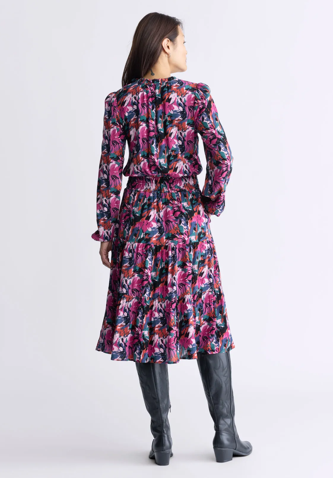 Karrigan Women's Long-Sleeve Midi Dress, Pink Floral - WD0059F