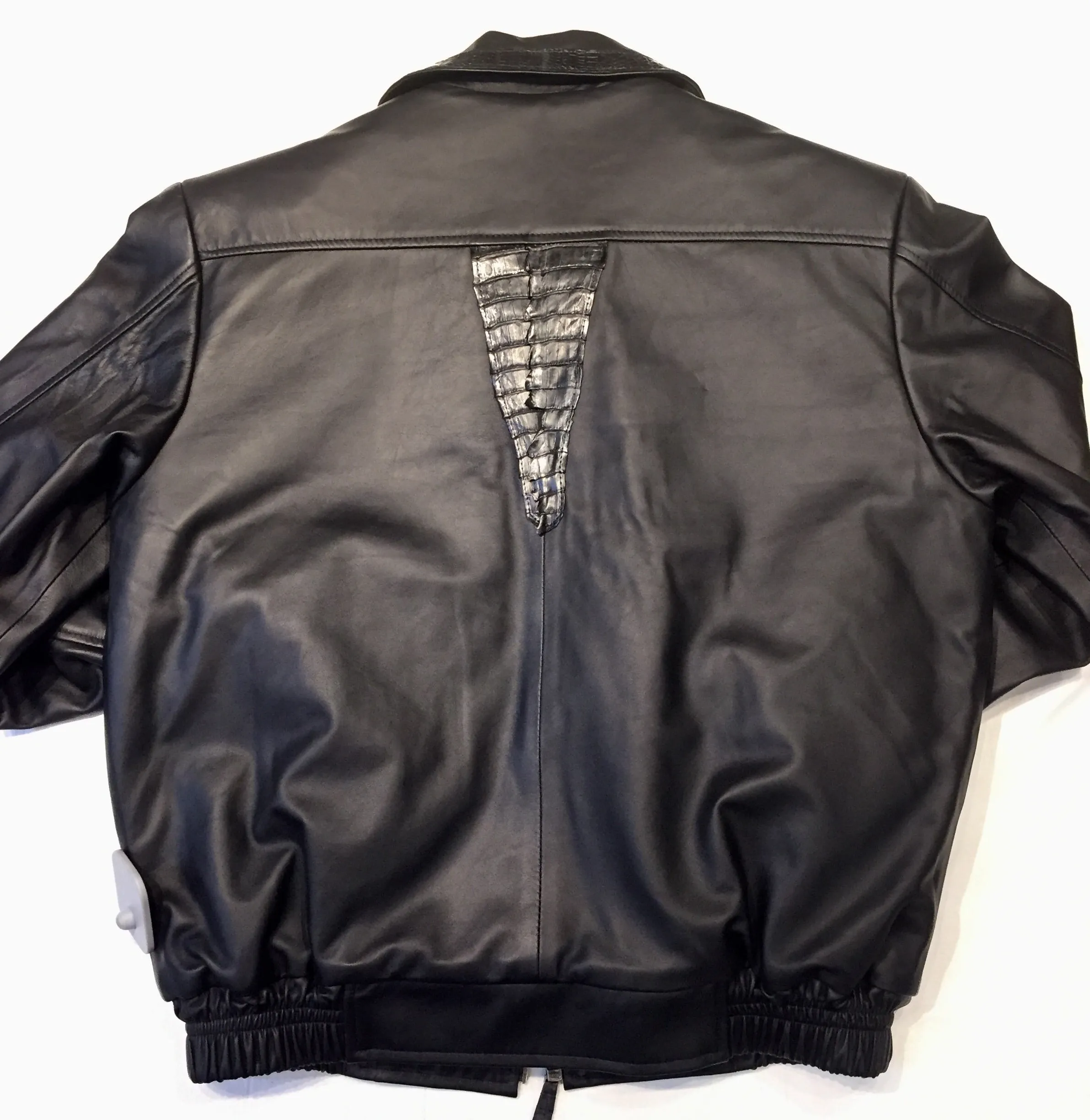 Kashani Jet Black Alligator Full Lambskin Bomber Jacket