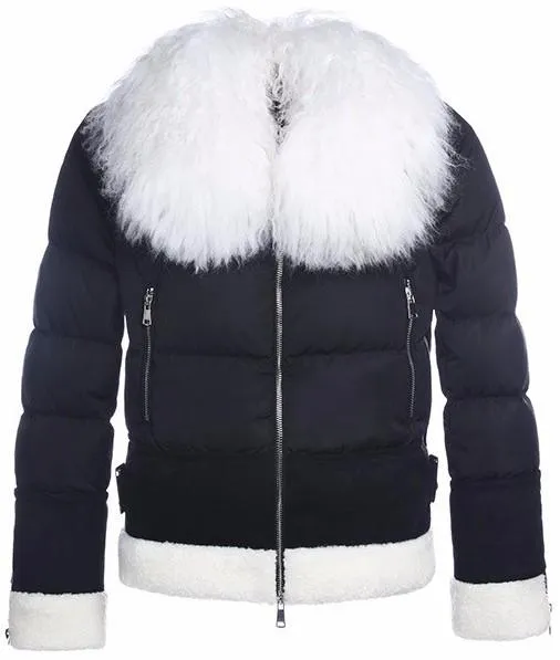 Lamb-Fur Puffer Down Jacket