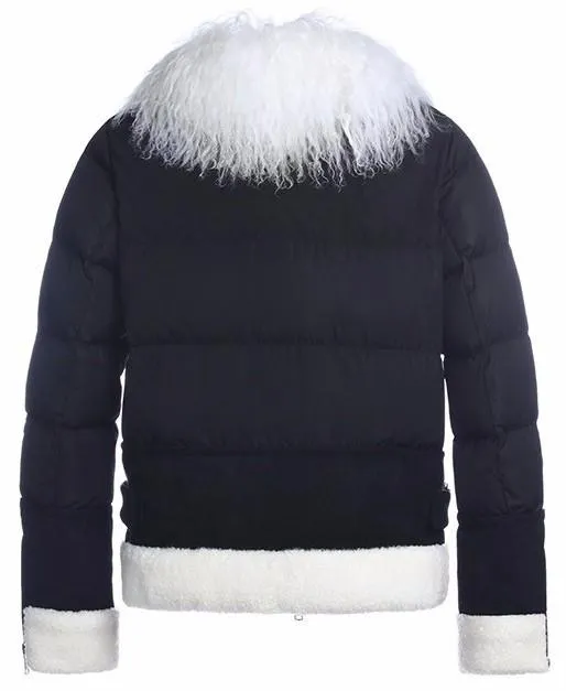 Lamb-Fur Puffer Down Jacket