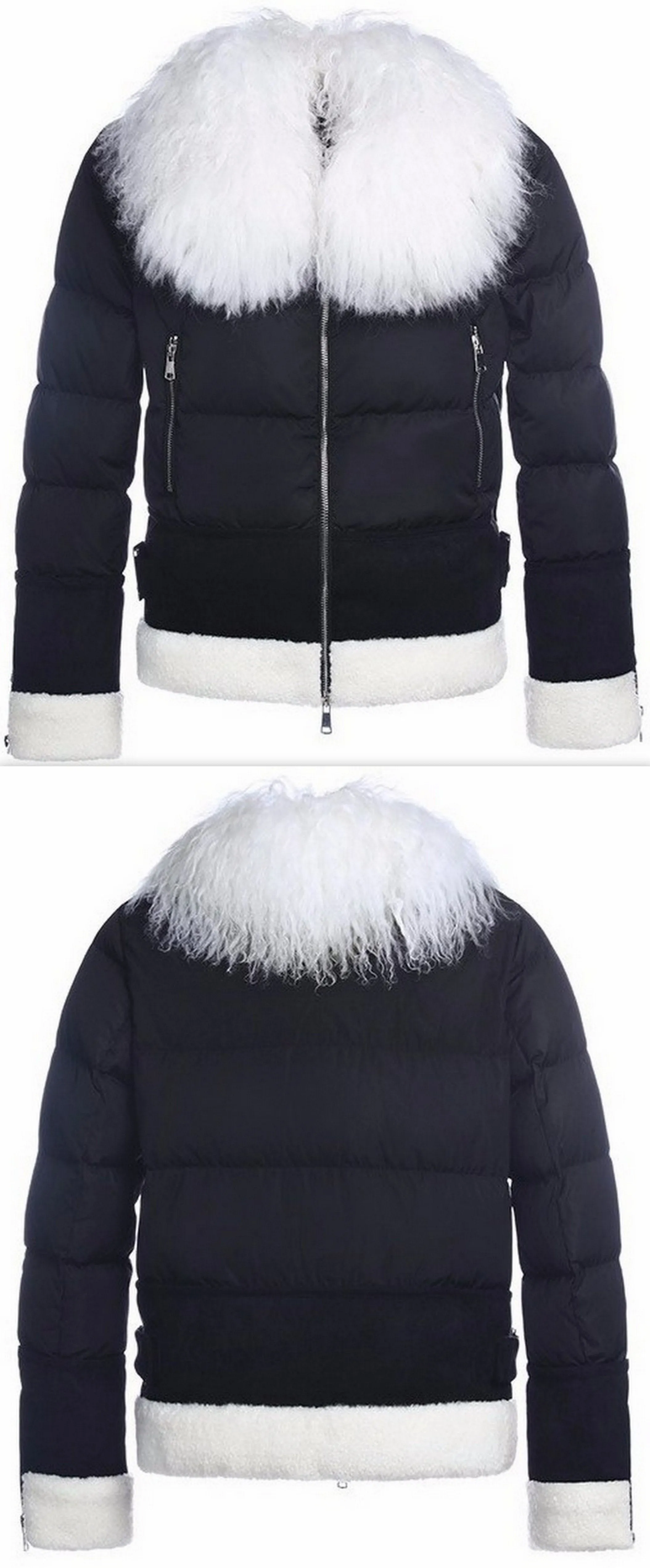 Lamb-Fur Puffer Down Jacket