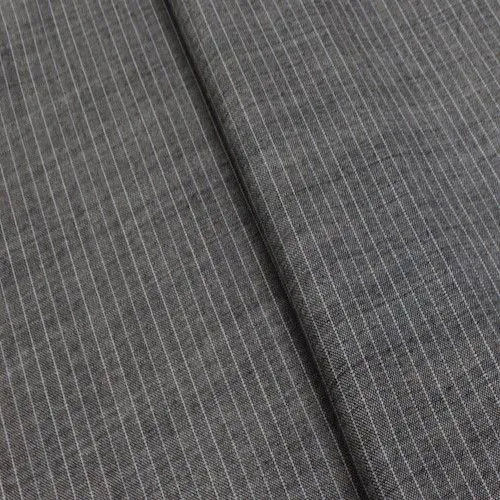 Light Gray/White Wool Blend Pinstripe Shirting Woven Fabric