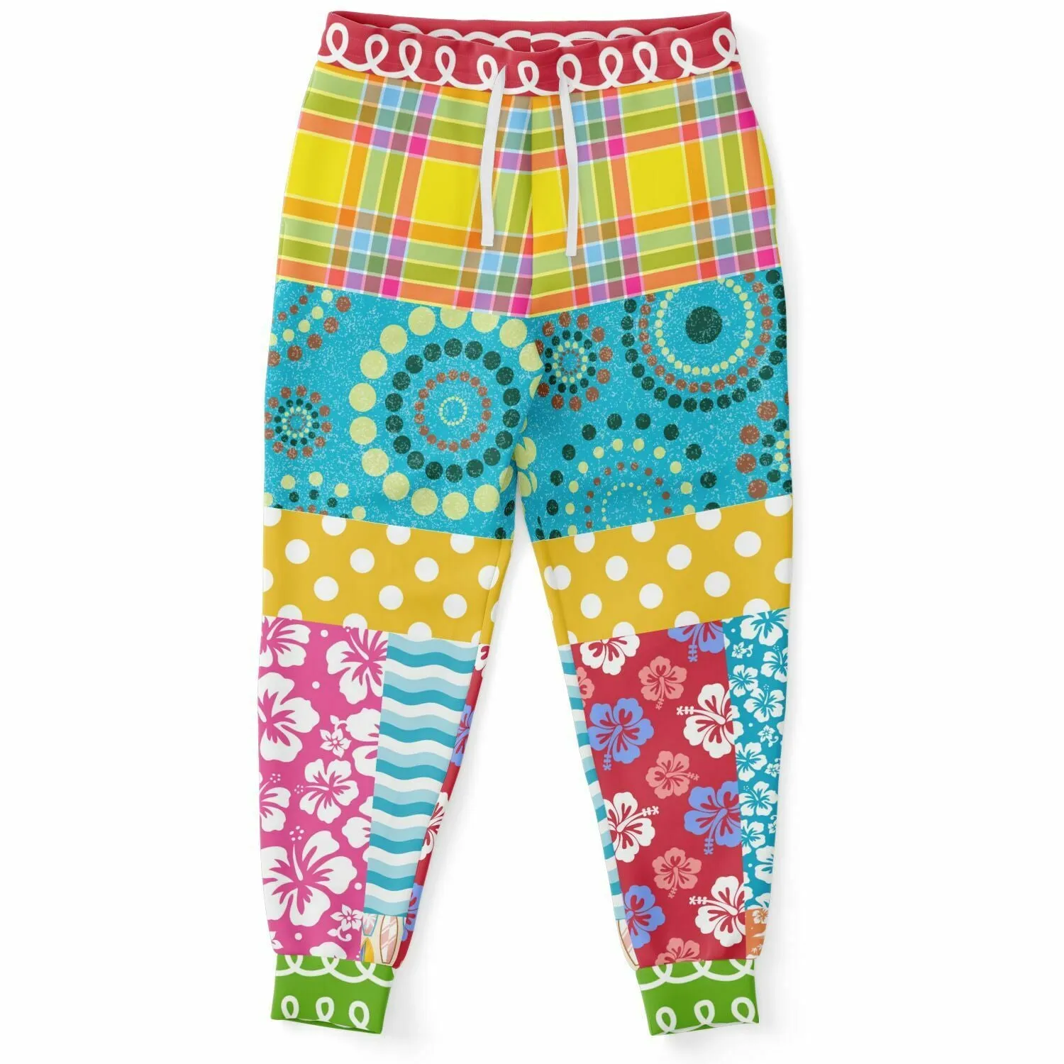 Maui Waui Hawaiian Patchwork Unisex Fleece Joggers