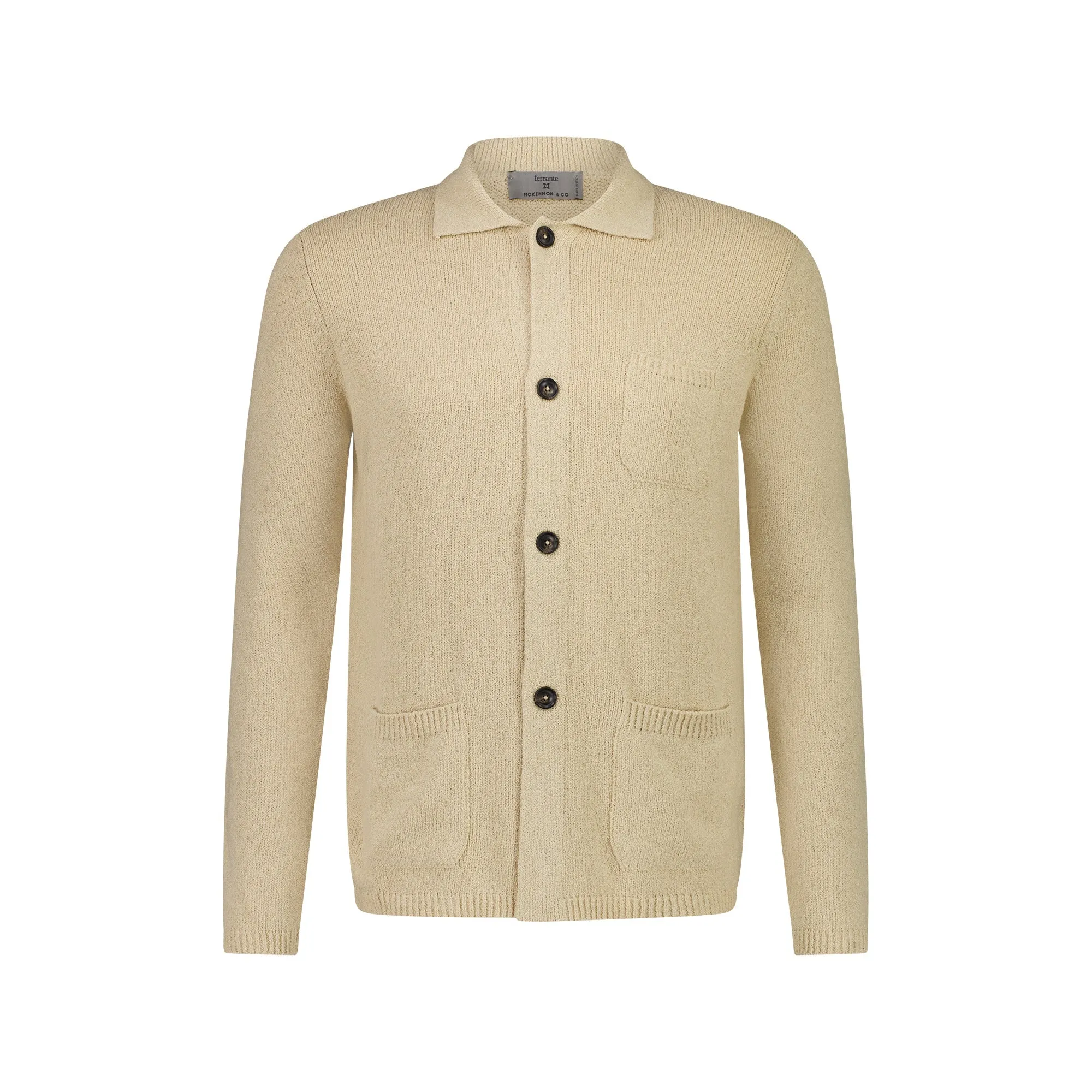 MCKINNON x FERRANTE Knit Boucle Shirt Jacket in BEIGE